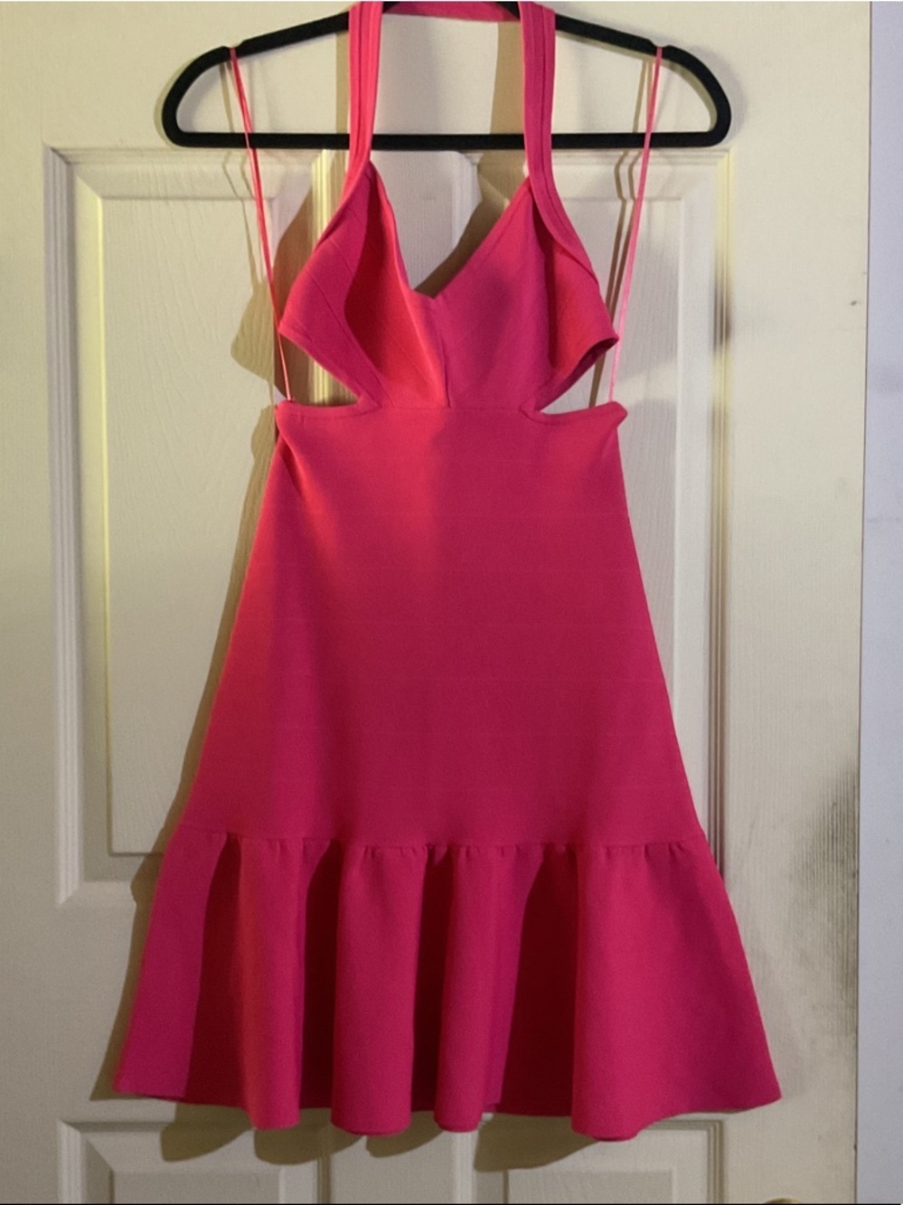 Guess Hot Pink Mini Dress with Ruffle Hem